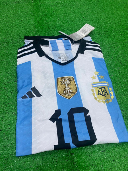 Argentina MESSI 10 WC Home 3 Star Jersey With All Badges PLAYER VERSIO