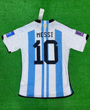 Argentina MESSI 10 WC Home 3 Star Jersey With All Badges PLAYER VERSION