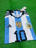 Argentina MESSI 10 WC Home 3 Star Jersey With All Badges PLAYER VERSION