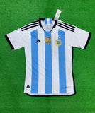 Argentina PLAYER VERSION WC Home 3 Star Jersey With FIFA Champions Badge