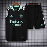 Arsenal Black & Green Sleeveless Jersey With Shorts