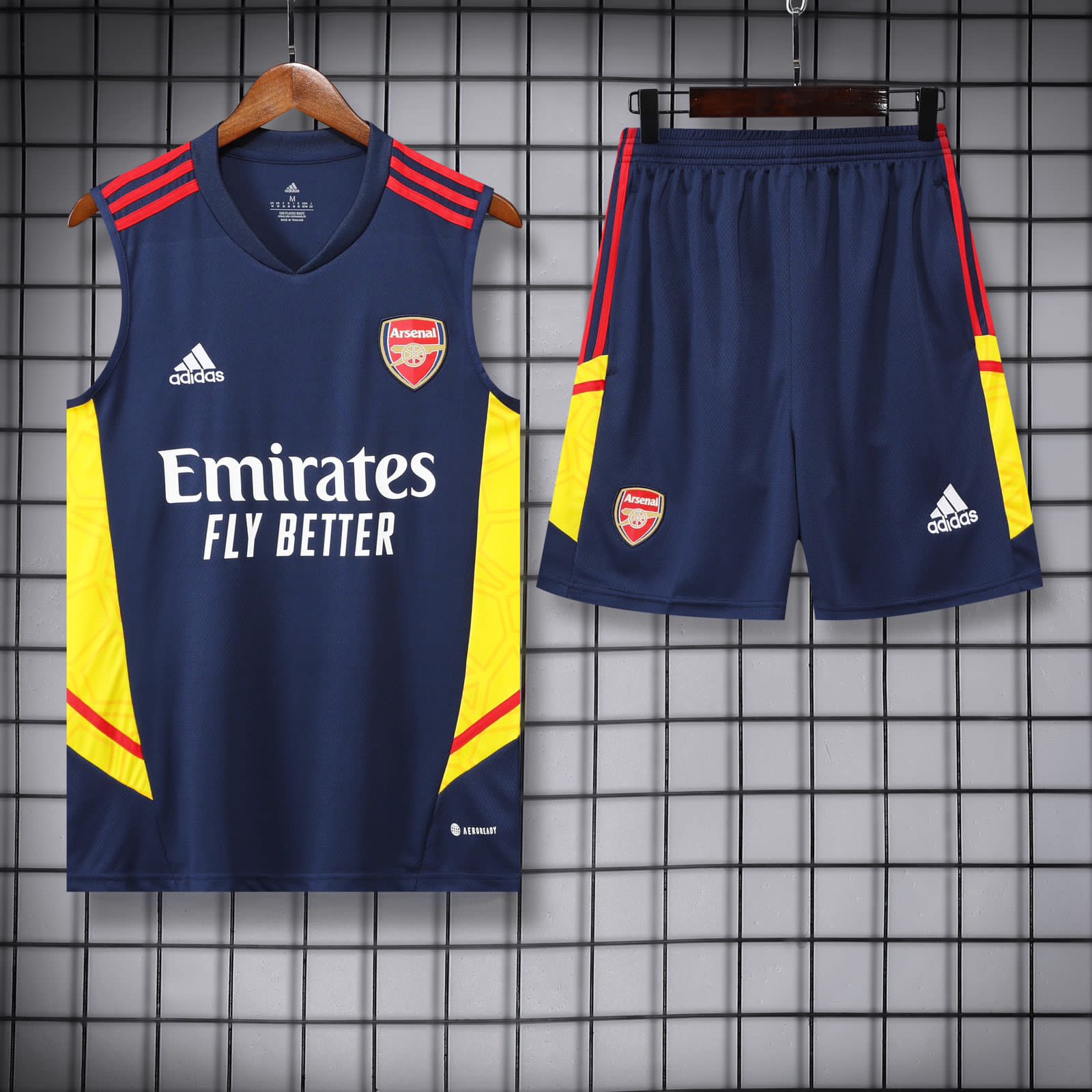 Arsenal Navy Blue & yellow Sleeveless Jersey With Shorts