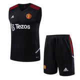 Manchester United Black Sleeveless Jersey With Shorts