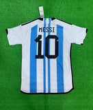 Argentina MESSI 10 WC Home 3 Star Jersey With FIFA Champions Badge