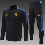 Real Madrid Black With Blue Hand Striped Training Suit 21 22 Season